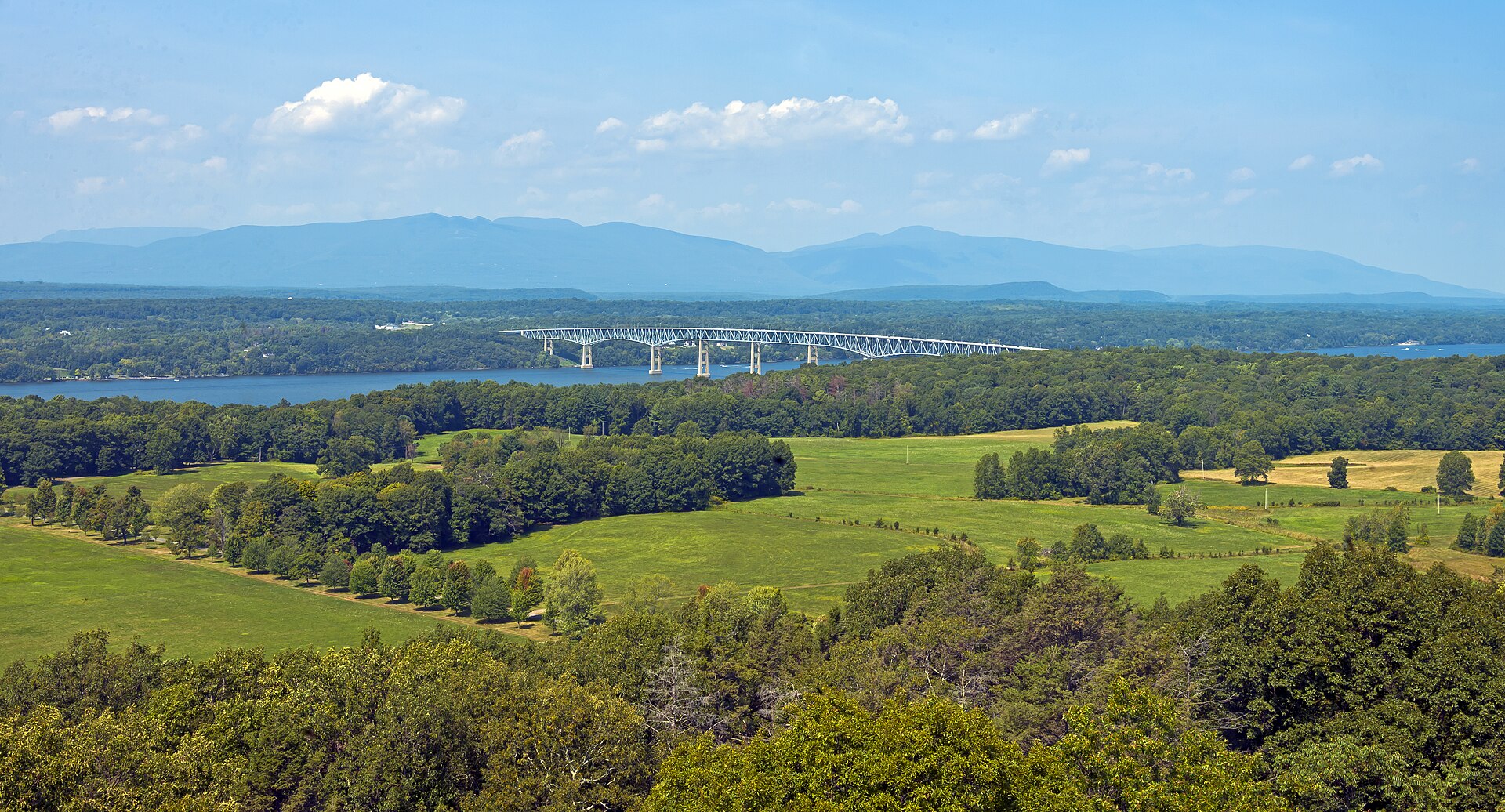 Hudson River, Kingston-Rhinecliff Bridge and Catskills from Ferncliff Forest
