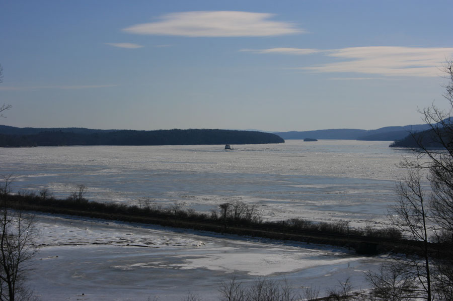 The Hudson River seen through the grounds at Wilderstein